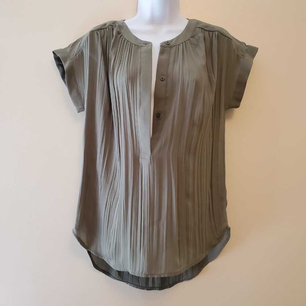 Simply Vera Vera Wang Shirred Neck Popover Blouse Olive Green - (XS)